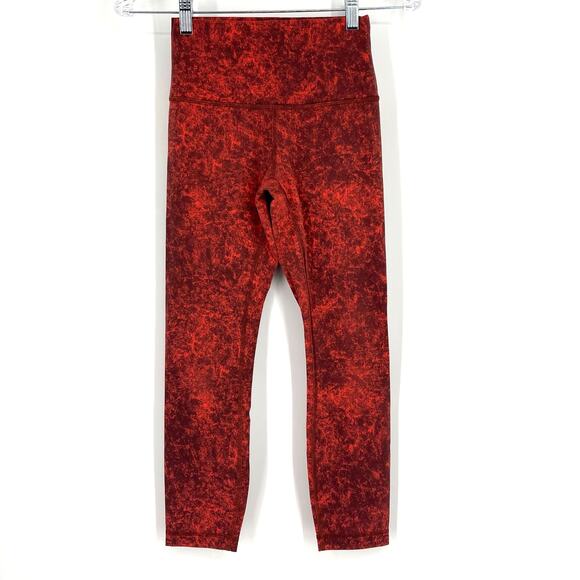 Lululemon Wunder Train High Rise Tight 23" Denim Wash Print Autumn Red Black 4 - Picture 1 of 10